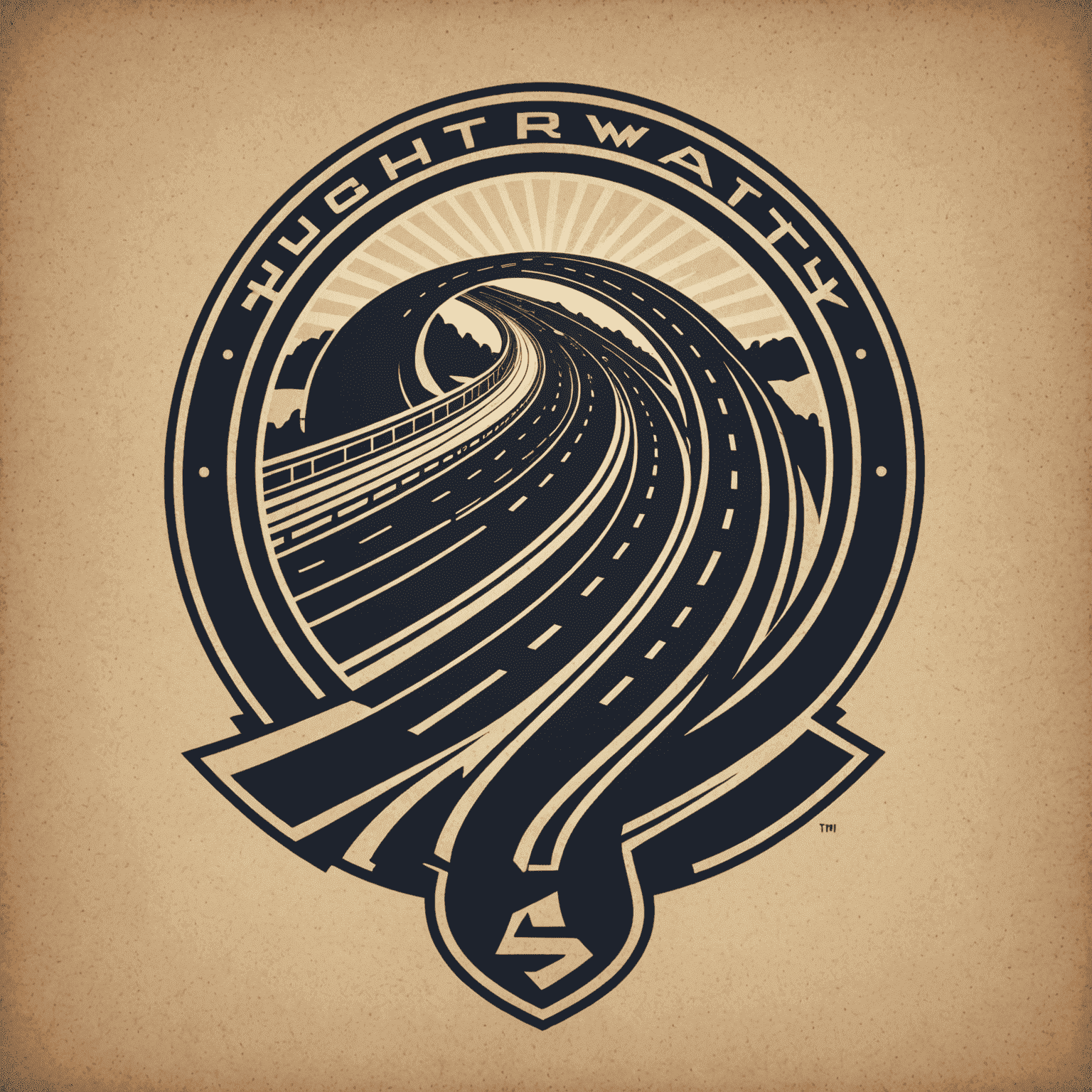atrsniag Logo - Ein stilisiertes Autobahn-Symbol mit fließenden Linien, die Geschwindigkeit und Bewegung vermitteln