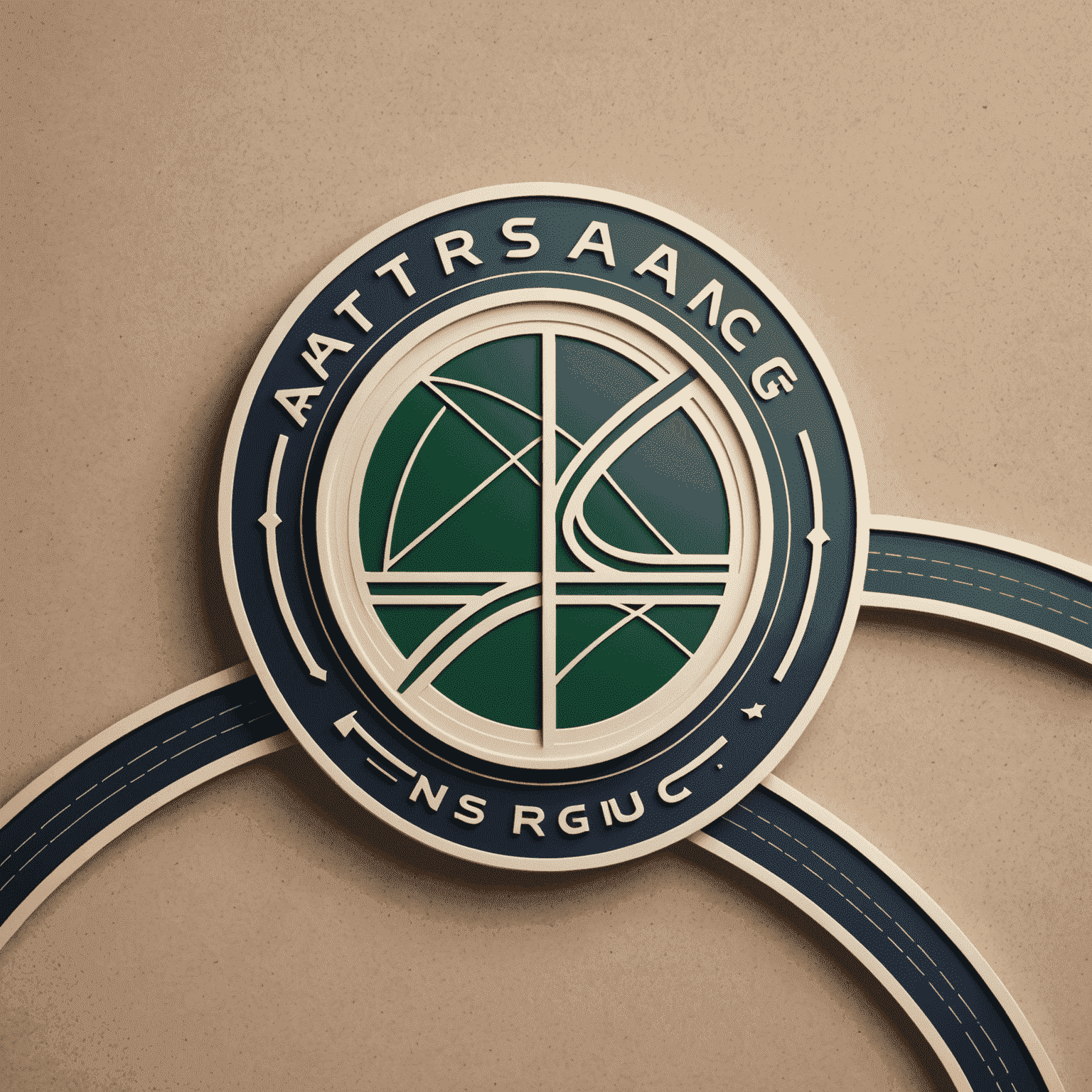 atrsniag Logo - Ein stilisiertes Autobahn-Symbol mit fließenden Linien, die Geschwindigkeit und Bewegung vermitteln