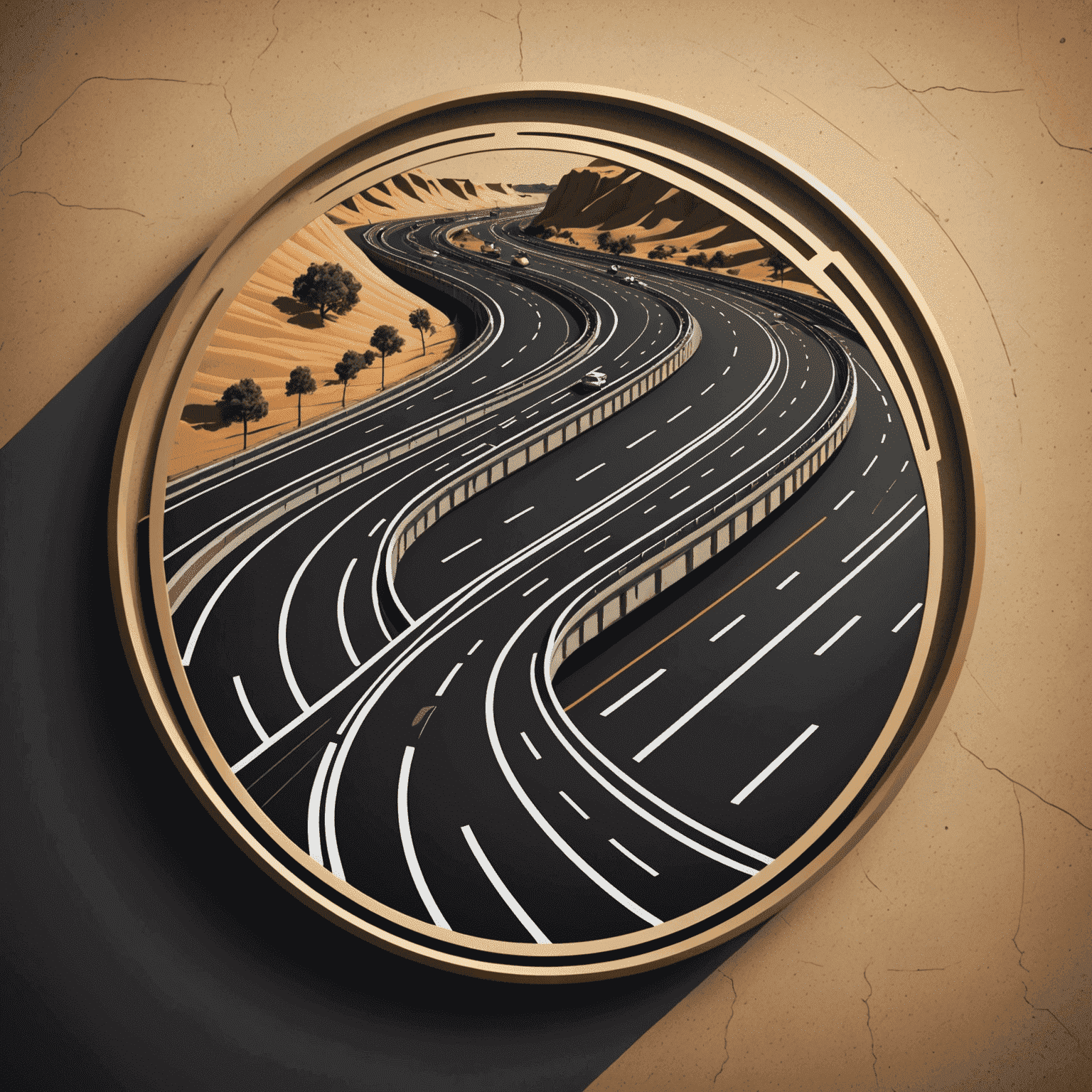 atrsniag Logo - Ein stilisiertes Autobahn-Symbol mit fließenden Linien, die Geschwindigkeit und Bewegung vermitteln