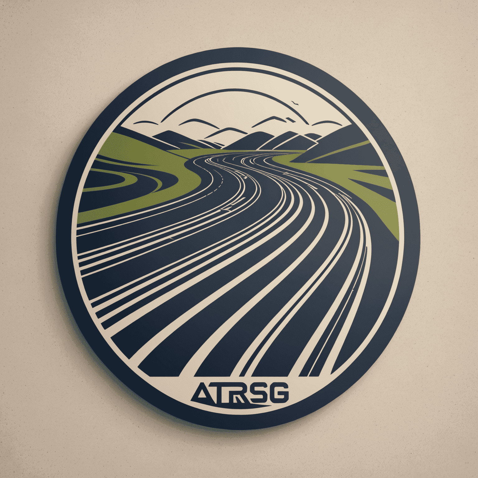 atrsniag Logo - Ein stilisiertes Autobahn-Symbol mit fließenden Linien, die Geschwindigkeit und Bewegung vermitteln