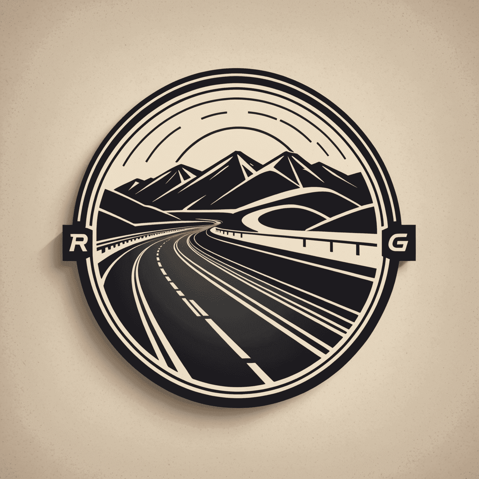 atrsniag Logo - Ein stilisiertes Autobahn-Symbol mit fließenden Linien, die Geschwindigkeit und Bewegung vermitteln